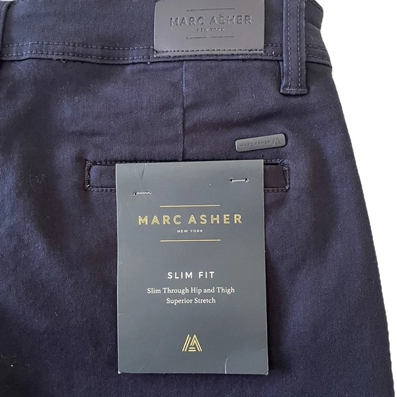 Marc Asher Men's Shorts Size 30" Navy Blue Superior Stretch Slim Fit Pockets NWT - Picture 7 of 11